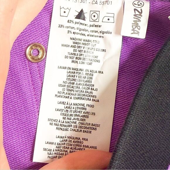 Zumba NWT! Shake Your Shuttle Capri Pants Orchid Purple Black Waistband Size L - Picture 6 of 9